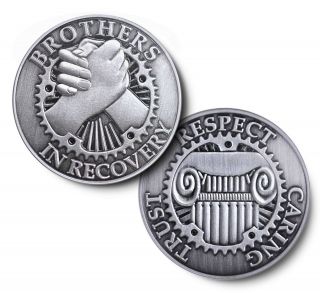 BROTHERS IN RECOVERY - Brushed Antique Nickel AA /NA Coin 3