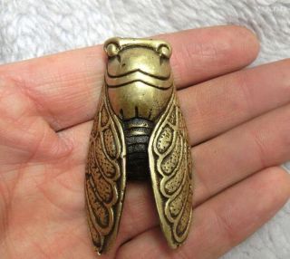 Chinese Bronze Carving A Little Cicada Solid Copper