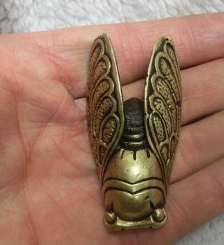 Chinese bronze carving a little cicada solid copper 4