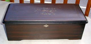 Antique Columbia 20 " Swiss Cylinder Lift Top Inlayed Music Wood Box Case Only