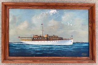 Antique Joe Shelby Oil Painting 1940 Ship " Northwind " Nautical Maritime Florida