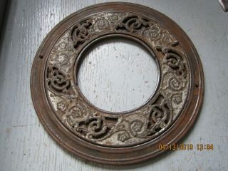 Antique Cast Iron Ornate Round Victorian Floor Stove Register Grate Vent 2 Piece