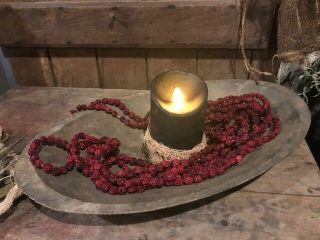 Primitive Dried Cranberry Garlands Two 11 1/2 Feet Garlands Early Look Homestead
