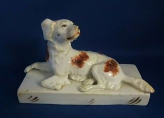 Antique 19thc Staffordshire Pottery Figure Brown Setter Dog C1835 - Ex D.  Rice