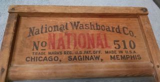 Antique National/Atlantic Washboard - No.  510 - (wood & ribbed glass - vintage) 2
