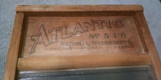Antique National/Atlantic Washboard - No.  510 - (wood & ribbed glass - vintage) 4