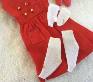 Vintage Barbie 1964 Skipper Red Sensation 1901 Dress Flats Gloves Socks 2
