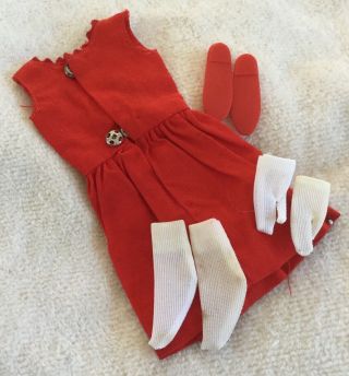 Vintage Barbie 1964 Skipper Red Sensation 1901 Dress Flats Gloves Socks 3