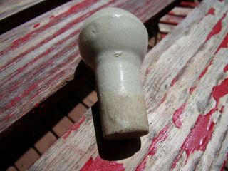 Primitive Antique Stoneware Bottle Stopper Glazed Clay Light Beige 9/16 " Dia Old