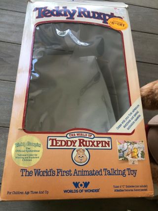 Vintage WOW 1985 TEDDY RUXPIN Bear w/ Box And Book 3