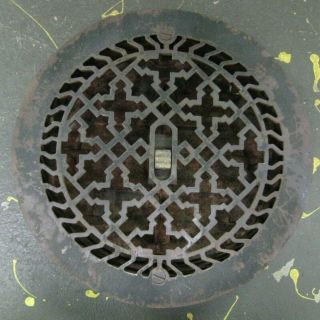 Antique 8 In.  Round Grate,  Cast Iron For Floor Or Wall Heating Vent Register