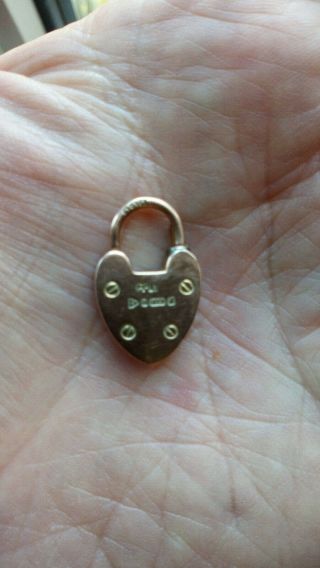 Antique Heart Padlock Clasp 9ct Rose Gold Charm,  Gate Bracelet Etc