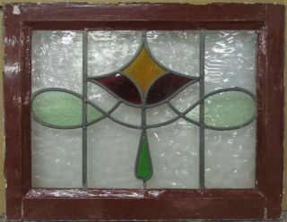 Old English Leaded Stained Glass Window Gorgeous Abstract Sweep Design 22 " X 17 "