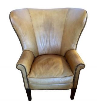 Ralph Lauren Vintage Large Leather Nailhead Wingback Chair