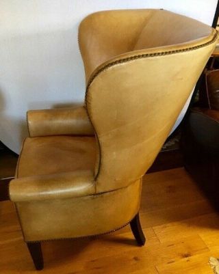 Ralph Lauren Vintage Large Leather Nailhead Wingback Chair 2