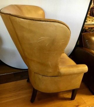 Ralph Lauren Vintage Large Leather Nailhead Wingback Chair 3