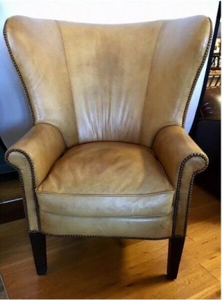 Ralph Lauren Vintage Large Leather Nailhead Wingback Chair 4