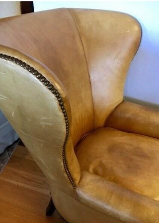 Ralph Lauren Vintage Large Leather Nailhead Wingback Chair 5