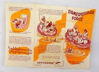 Antique Lufthansa Safety Card Airplane Aviation D 