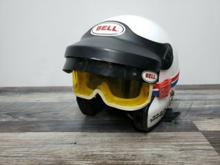Vintage Bell Mag 4 Helmet Motorcycle Racing Open Face With Ilc Goggs Goggles