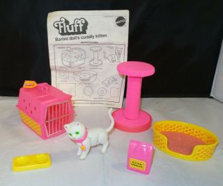 Vintage Mattel 1989 Barbie Fluffy Cat & Playset - Complete - No Box