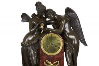 BRONZE MANTEL CLOCK | Antique French Empire Clock 