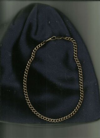 Hallmarked 38.  43gm.  Rolled Rose Gold Antique Pocket Watch Chain & Lobster Clip 2
