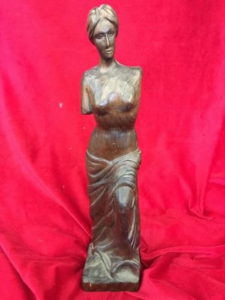 Rare Wood Sculpture Venus De Milo Spain Greek Carved