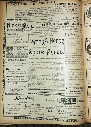 75,  Antique Theatre Programs Clevland Opera House 1894 - 95 James O ' Neill etc etc 6