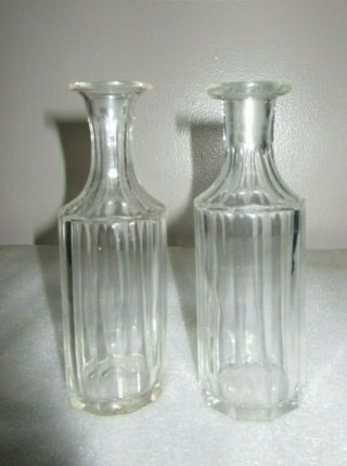 Antique Pair Cut Glass Cruet Bottles Oil Vinegar Condiment No Stoppers