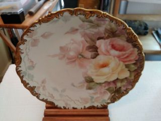 Very Rare Antique T&v Limoges France Rose Plate
