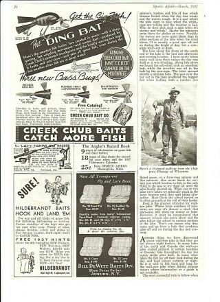 Vintage 1937 Creek Chub Ding Bat Bass Lure & Weber Lifelike Fly Tackle