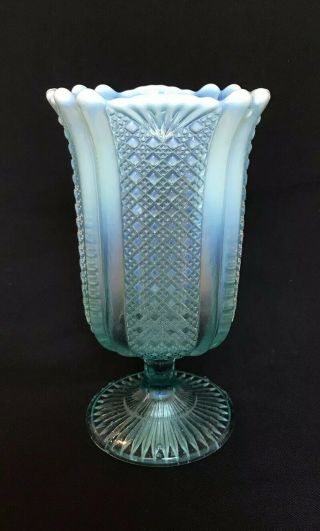 Antique Davidson Pearline Opalescent Pressed Glass Celery Vase