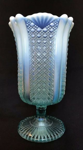Antique Davidson Pearline Opalescent Pressed Glass Celery Vase 4