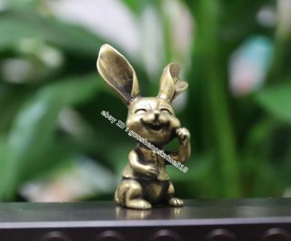 4.  5 Cm Pure Copper Chinese Zodiac Animal Rabbit Hare Cony Life - Like Sculpture 3