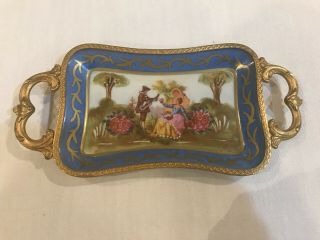 Antique Sevres Small Porcelain Tray In Bronze Ormolu Limoges France