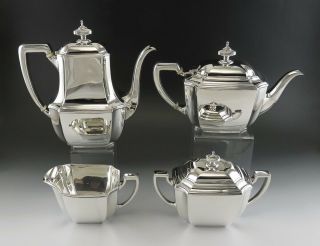 4pc Antique Sterling Silver Tiffany & Co Hampton Art Deco Tea Coffee Set No Mono