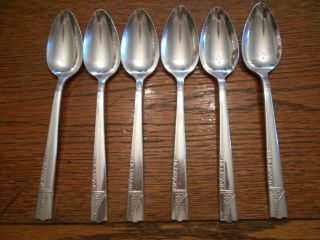 6 Nobility Plate 1937 Caprice Pattern Place Or Oval Soup Spoons Oneida 911