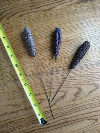 3 Antique Victorian Mourning Hat Pins