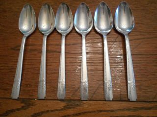 6 Prestige Plate 1938 Grenoble Pattern Place Or Oval Soup Spoons Oneida 833