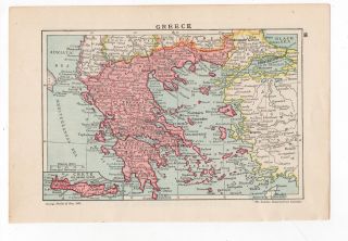 Antique Map Of Greece George Philip & Sons C1900