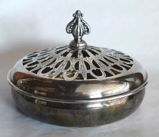 Victorian Art Deco Centerpiece Bowl Floral Frog And Liner Silver Plate