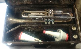 Antique Getzen Trumpet 300 Series In Case,  King & Vincent Back Mouthpieces