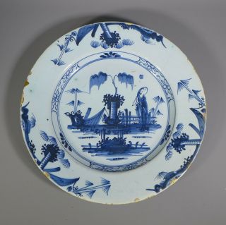 Fine Antique 18th Century English? Delft Earthenware Chinoserie Design Plate 1