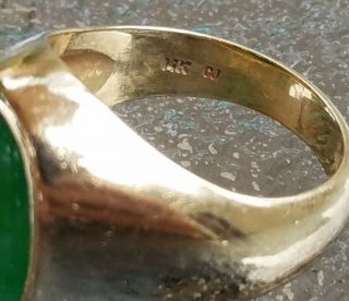 Vintage Estate Men ' s 14k Yellow Gold and Imperial Jade Ring 14.  3 gm.  Sz10 6