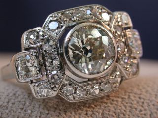 Antique Art Deco Platinum Diamonds 1.  50ctw Ring