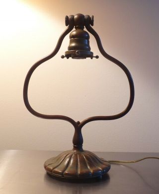 Antique Tiffany Studios Bronze Lamp Base 419 - Green/brown - Ex