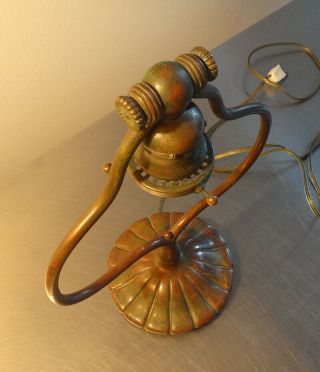 Antique TIFFANY STUDIOS BRONZE LAMP BASE 419 - Green/Brown - EX 4