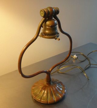 Antique TIFFANY STUDIOS BRONZE LAMP BASE 419 - Green/Brown - EX 5