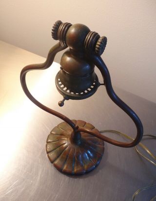 Antique TIFFANY STUDIOS BRONZE LAMP BASE 419 - Green/Brown - EX 7